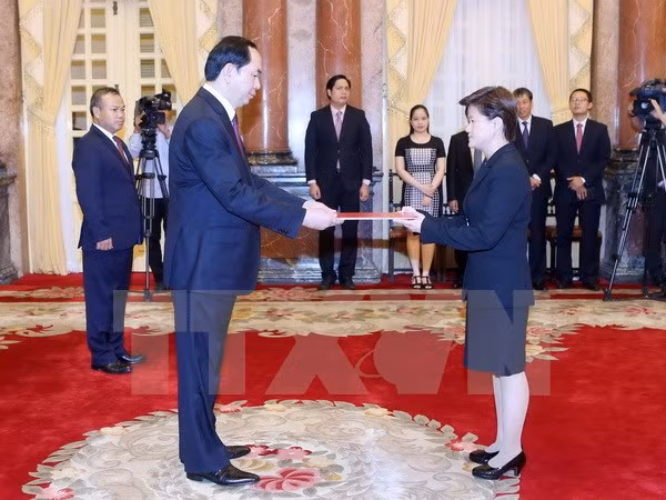 国家主席陈大光接受五国新任驻越大使递交国书 ảnh 4 国家主席陈大光接受五国新任驻越大使递交国书 ảnh 4