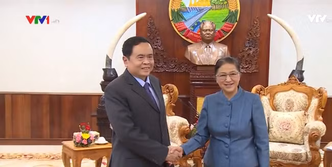 老挝国会主席巴妮·雅陶都会见越南祖国阵线中央委员会主席陈青敏 ảnh 1
