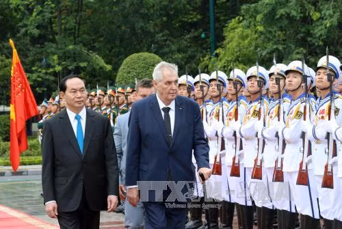 越南国家主席陈大光与捷克总统米洛什·泽曼举行会谈 ảnh 1