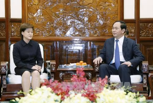 国家主席陈大光会见新加坡驻越大使凯瑟琳 ảnh 1