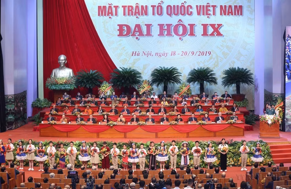越南祖国阵线第九次全国代表大会在国家会议中心开幕。图自越通社