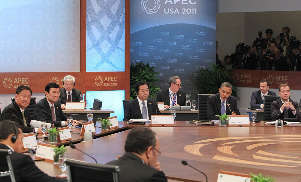 越南国家主席张晋创出席2011年11月在美国夏威夷州举行的亚太经合组织第十九次领导人非正式会议（APEC19）。图自越通社