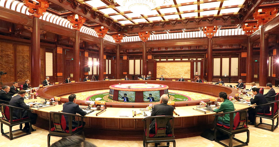 越南国家主席张晋创在第22次亚太经济合作论坛第一次封闭式会议上发表讲话（2014年，于中国）。图自越通社