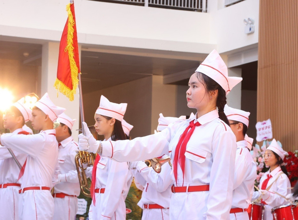 讲武初中学校2024-2025新学年开学典礼。图自越通社