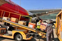 海防市吉碑国际机场“零费用”运送救灾物资至洪灾地区。图自越通社