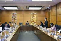 越南国会林同省和乂安省代表团在小组讨论会上发言。图自越通社