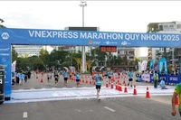 12000名选手参加2025年归仁VnExpress马拉松赛。图自越通社
