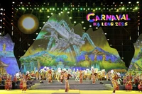 下龙狂欢节开幕式上的文艺表演节目。图自越通社