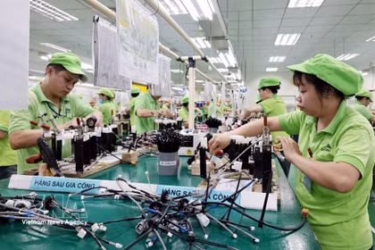 2026年上半年加工制造业继续引领越南经济增长。图自越通社
