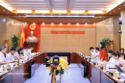 工作会谈现场。图自越通社