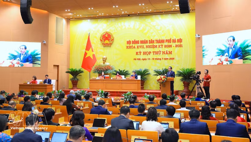 河内市第十七届人民议会第五次会议开幕。图自越通社