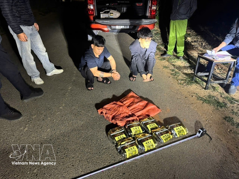 3月23日20时45分，警方抓获两名居住在广治省松门乡的嫌疑人，包括：胡玉煌（生于2003年）和杨红玉（生于2003年）。图自越通社