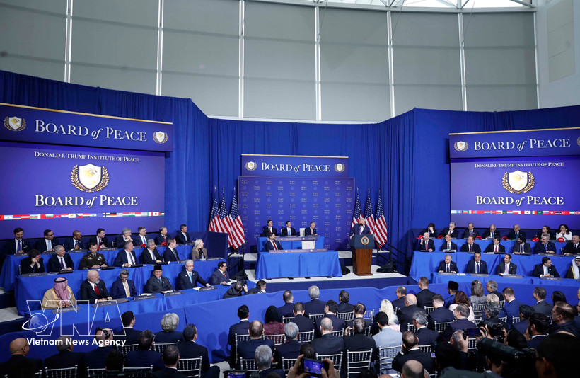 越共中央总书记苏林出席加沙和平委员会开幕会议。图自越通社