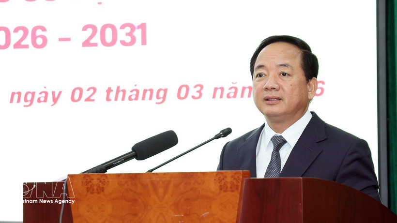 越共中央政治局委员、中央书记处书记、中央宣教与民运部部长郑文决在会上发表讲话。图自越通社