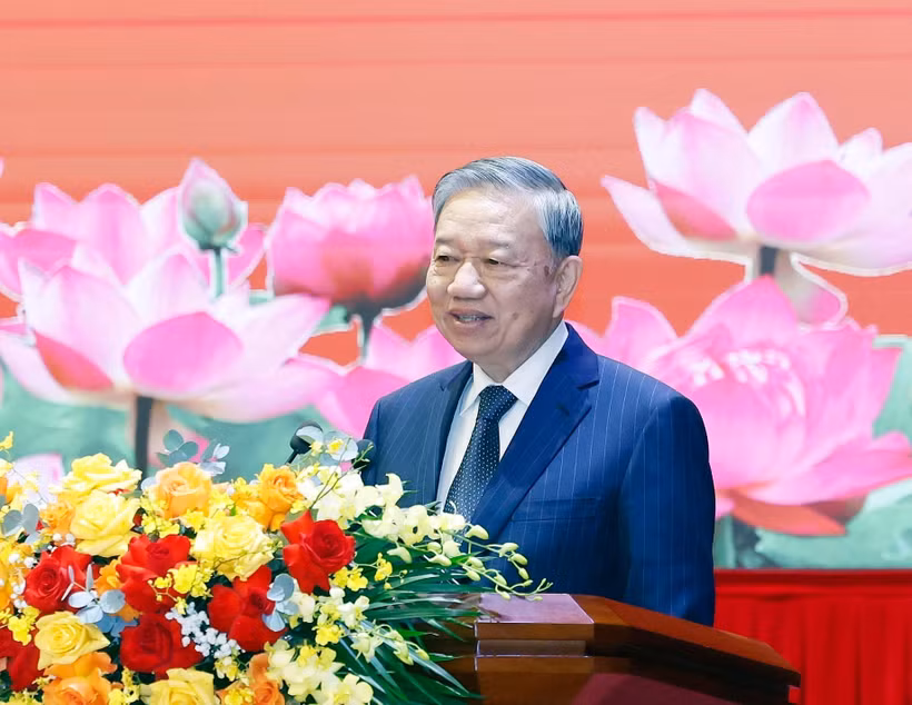 越共中央总书记苏林在会议上发表讲话 图自越通社
