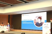 越南教育培训部国际合作司司长阮秋水在会议上发表讲话。图自越通社