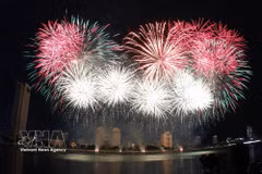 2026年7月11日晚，葡萄牙烟花队在岘港国际烟花节（DIFF 2026）决赛夜进行表演。葡萄牙队最终夺得2026年赛季冠军。图片来源：陈黎林 — 越通社