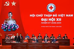 越共中央总书记、国家主席苏林出席越南红十字会第十二次全国代表大会并参加主席团。图片来源： 越通社