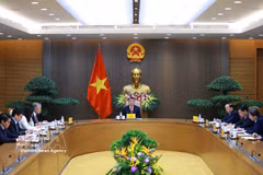 越南政府总理黎明兴在政府总部同弗里德里希·默茨（Friedrich Merz）通电话。图自越通社