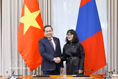 越南国会主席陈青敏会见蒙古越南友好议员小组主席J·巴雅尔玛 图自越通社