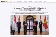 新加坡AsiaOne网站对越共中央书记处常务书记陈锦秀访问新加坡之行进行了报道。图自越通社