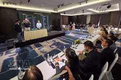 参赛队伍抽签及分组仪式 图自越通社