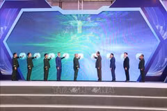 组委会代表出席展会开幕仪式。图自越通社
