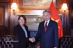 越共中央总书记、国家主席苏林会见斯坦福大学商学院院长 图自越通社