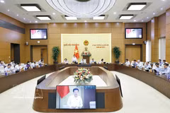 国会副主席阮鸿延发表讲话。图：越通社 