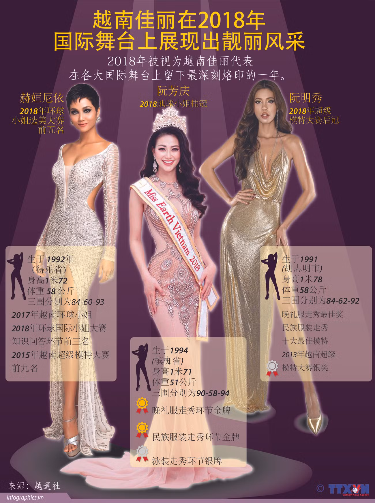 图表新闻：越南佳丽在2018年国际舞台上展现出靓丽风采 ảnh 1