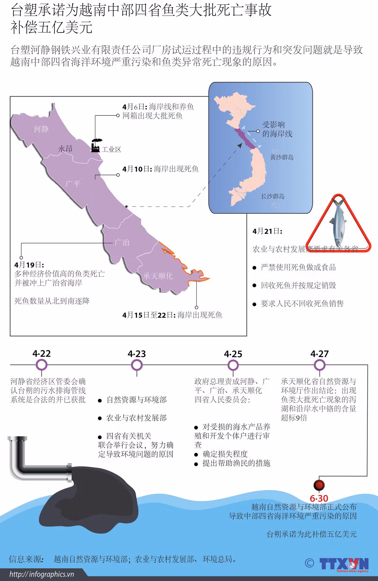 台塑承诺为越南中部四省鱼类大批死亡事故补偿五亿美元 ảnh 1