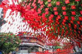 挂国旗 迎国庆 大街小巷处处氛围浓厚热烈