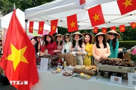 “越南手工艺品”与“越南厨房”两个展位颇受国际朋友的青睐