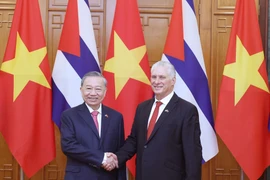 苏林总书记欢迎古共中央第一书记、古巴共和国主席米格尔·迪亚斯—卡内尔·贝穆德斯访问越南