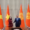 越南国家副主席武氏映春会见吉尔吉斯斯坦总统萨德尔·扎帕罗夫。图自越通社