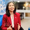 联合国驻越南常驻协调员宝琳·塔梅西斯接受越通社记者采访。图自越通社