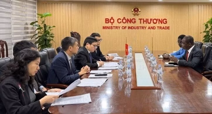 双方工作会谈场景。图自越通社