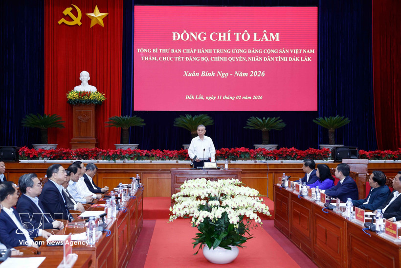 苏林总书记发表讲话。图自越通社