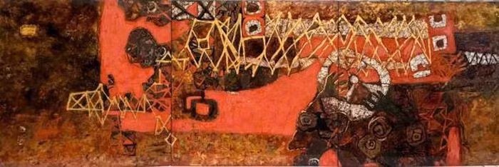 威尼斯国际艺术双年展上越南展区介绍的绘画作品。图自《人民公安网》
