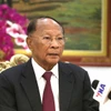 柬埔寨人民党（CPP）名誉主席、柬埔寨国王最高顾问委员会名誉主席韩桑林。图自越通社