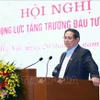 越南政府总理范明政发表讲话。图自越通社