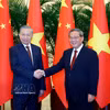 越共中央总书记、国家主席苏林会见中国国务院总理李强。图自越通社