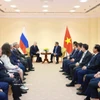 范明政总理会见俄越友好协会和曾参加越战的俄罗斯退役军人协会领导。图自越通社