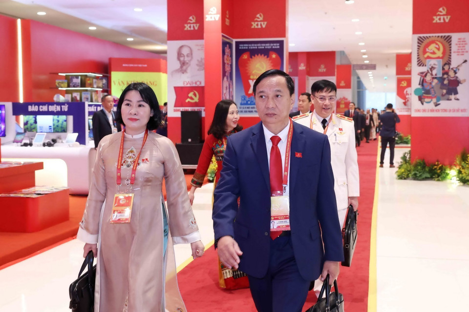 出席越南共产党第十四次全国代表大会的代表。图自越通社