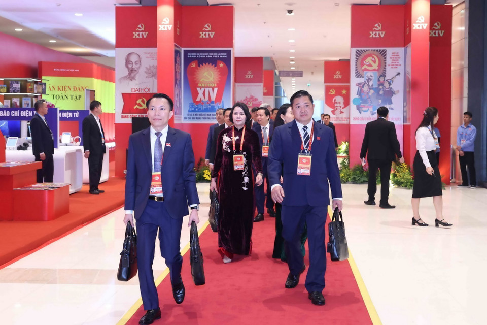 出席越南共产党第十四次全国代表大会的代表。图自越通社