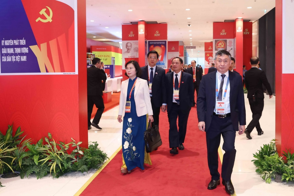出席越南共产党第十四次全国代表大会的代表。图自越通社