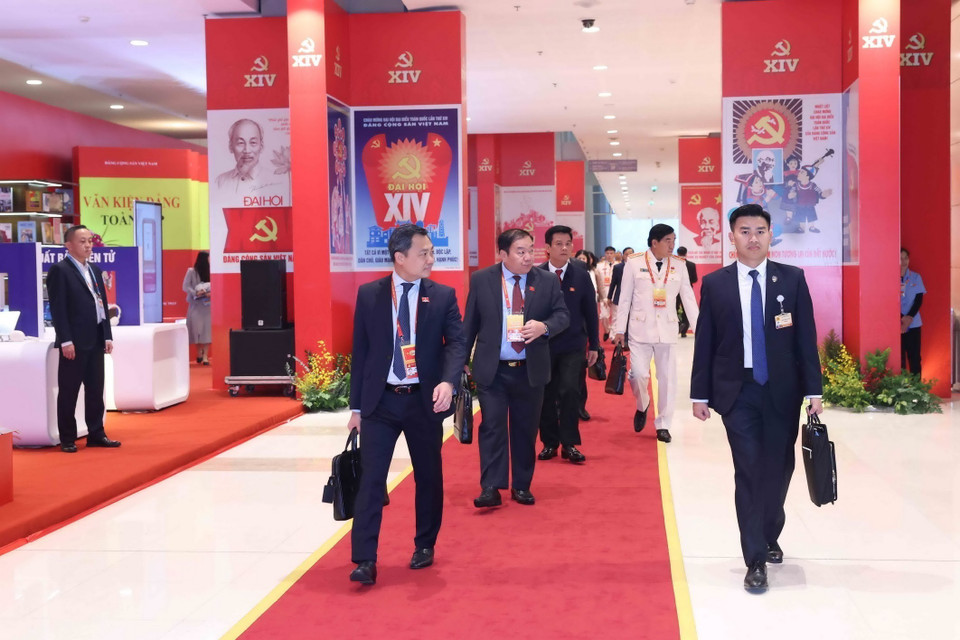出席越南共产党第十四次全国代表大会的代表。图自越通社