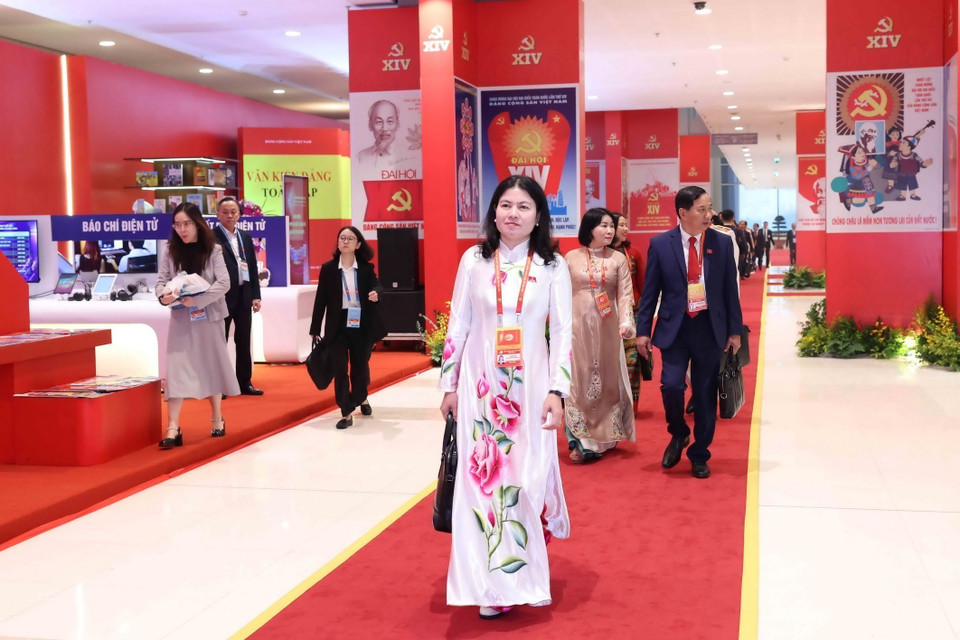 出席越南共产党第十四次全国代表大会的代表。图自越通社