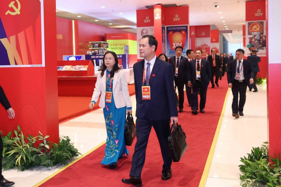 出席越南共产党第十四次全国代表大会的代表。图自越通社