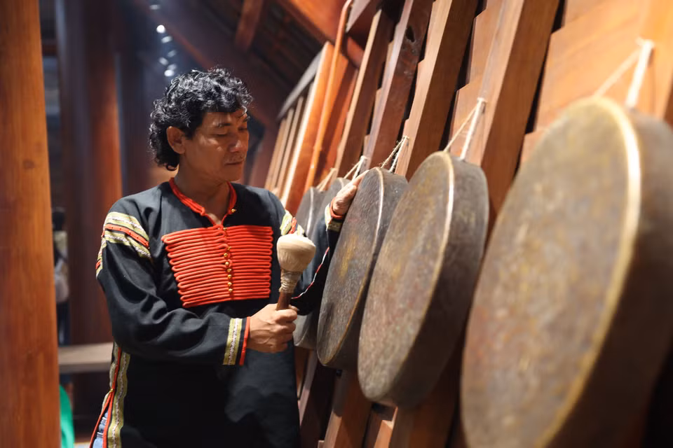 锣钲与西原地区埃地族、蒙侬族、嘉莱族等民族的精神与信仰生活密切相连。图自越通社